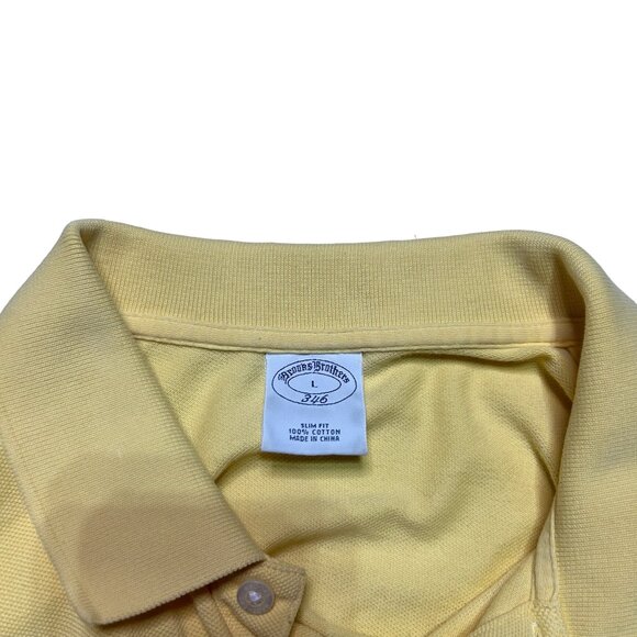 Brooks Brothers Polo Shirt Mens Large Yellow Short Sleeve Slim Fit Casual - Picture 5 of 5